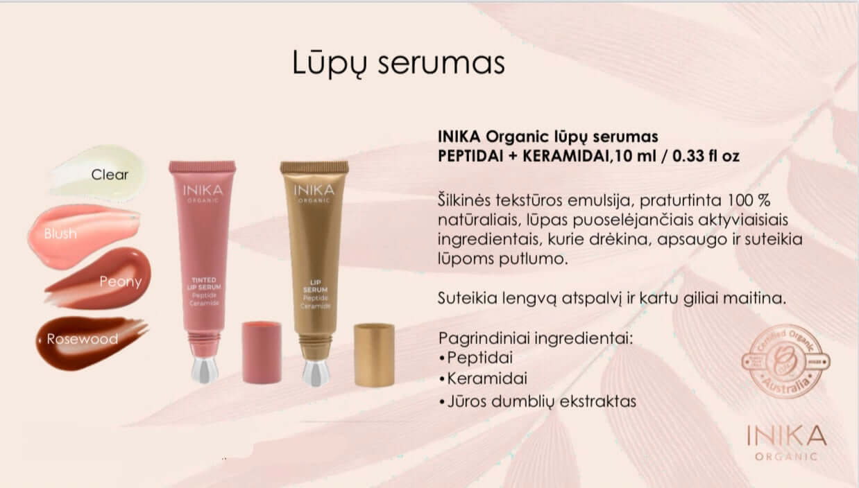 INIKA ORGANIC LŪPŲ SERUMAS - BLUSH, 10ml