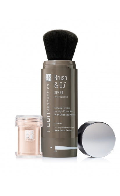 NOON BRUSH&GO MINERAL SUN PROTECTION POWDER SPF 50 RIEBIAI/PROBLEMINEI VEIDO ODAI (Tone 01), 2x5 g